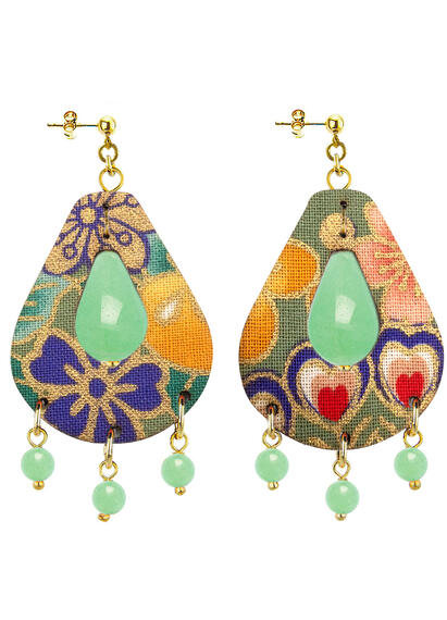 Orecchini Tan Mono Goccia Piccolo Verde Giada - Lebole Maison