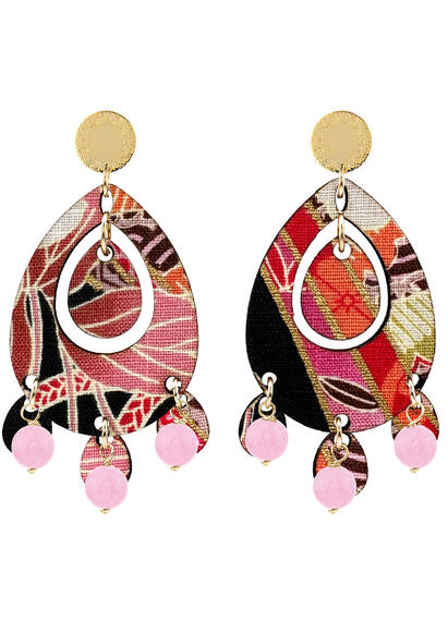 Orecchini Tan Mono Ovale Rosa Fluo - Lebole Maison