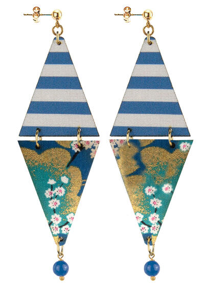 Orecchini Tan Mono Triangolo Blu - Lebole Maison