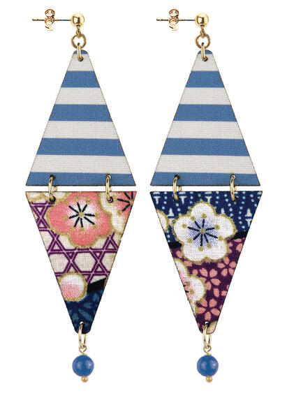 Orecchini Tan Mono Triangolo Blu - Lebole Maison