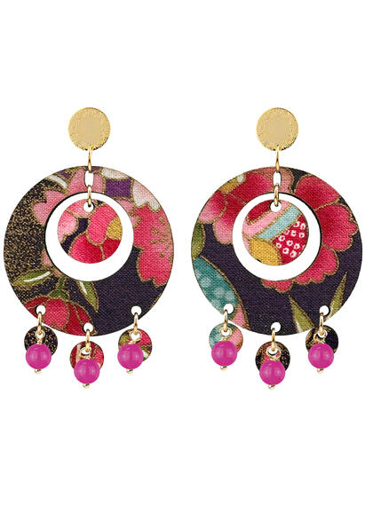 Orecchini Tan Mono Tondo Fucsia - Lebole Maison