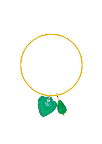 Bracciale Rigido Shape Cuore Verde - Lebole Maison