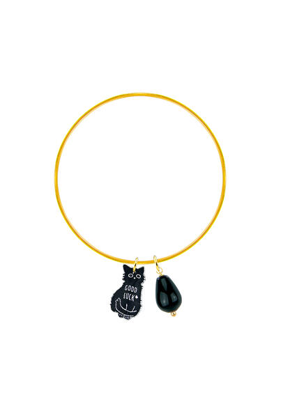 Bracciale Rigido Shape Gatto Nero - Lebole Maison