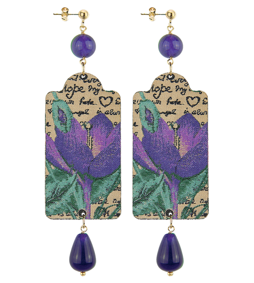 Earrings Urple Flower Big Purple - Lebole Maison