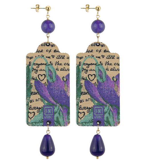 Earrings Urple Flower Big Purple - Lebole Maison