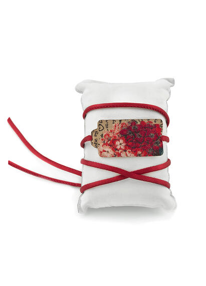 Small Ruby Flower Tag Fabric Bracelet - Lebole Maison