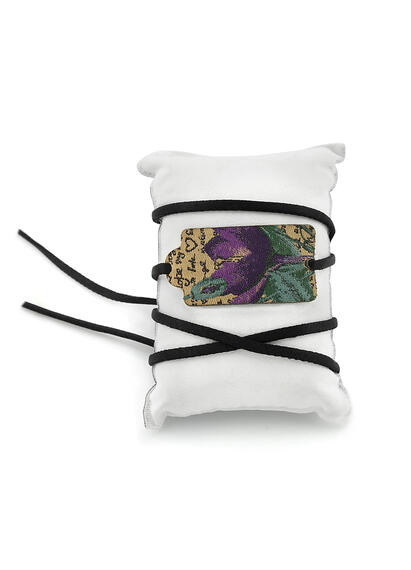 Small Purple Flower Tag Fabric Bracelet - Lebole Maison