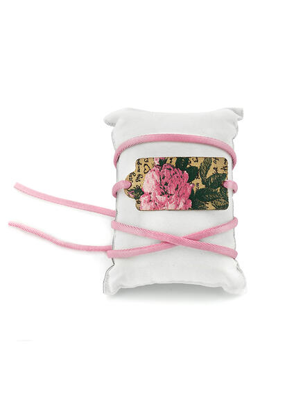 Small Pink Flower Tag Fabric Bracelet - Lebole Maison