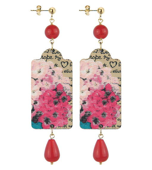 Earrings Rose Flower Small Red - Lebole Maison