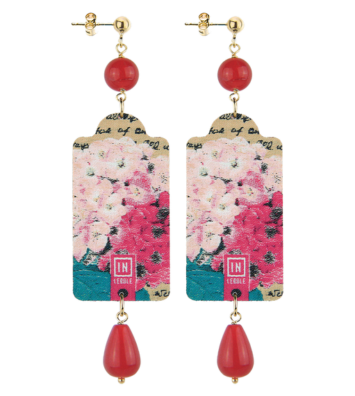 Earrings Rose Flower Small Red - Lebole Maison