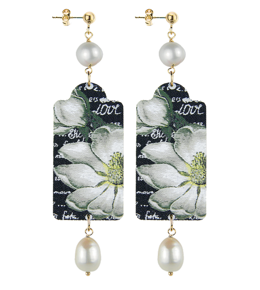 Earrings White Flower Small Pearl - Lebole Maison