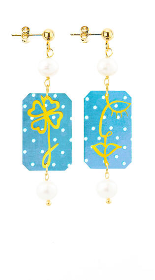 Orecchini Viso E Quadrifoglio Mini Pois Perla - Lebole Maison