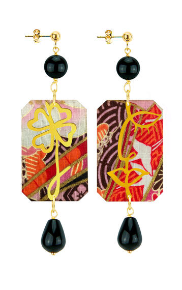 Orecchini Viso E Quadrifoglio Nero - Lebole Maison