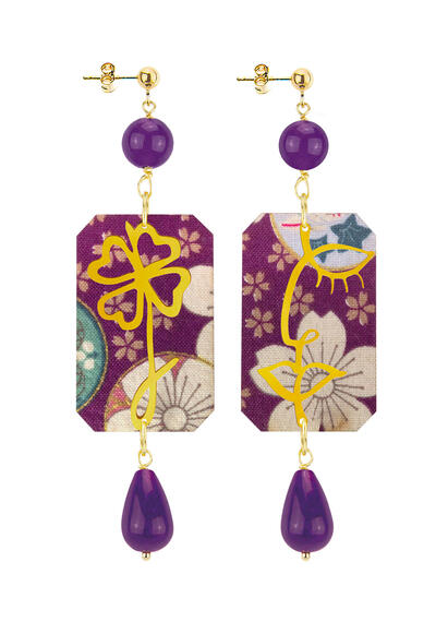 Orecchini Viso E Quadrifoglio Viola - Lebole Maison
