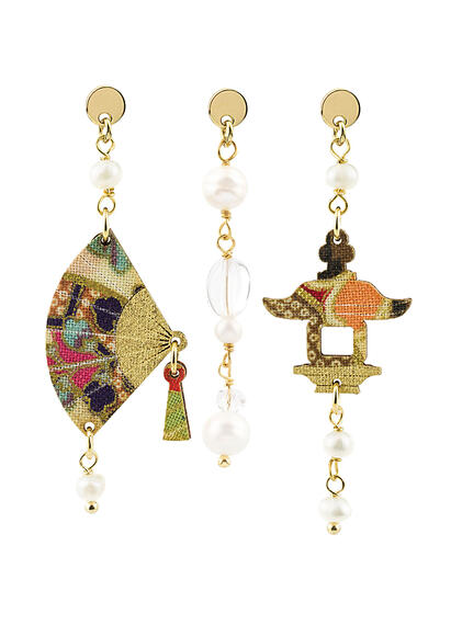 Tris Mini Silk Pearl Fan Earrings - Lebole Maison