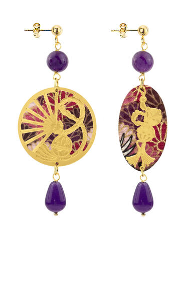 Mini Temari-sensu And Viola Earrings - Lebole Maison