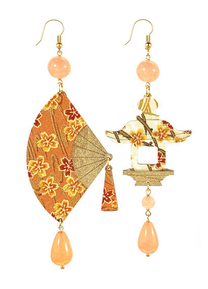 Big Light Orange Fan Earrings - Lebole Maison