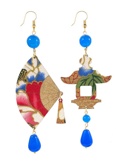 Big Light Blue Fan Earrings - Lebole Maison