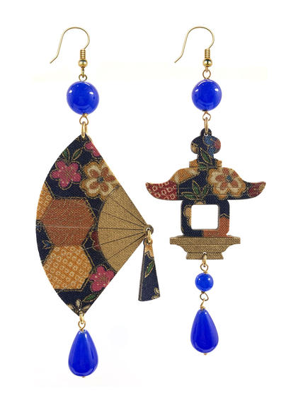 Big Blue Fan Earrings - Lebole Maison