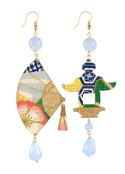 Big Light Blue Fan Earrings - Lebole Maison