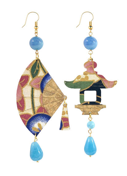 Big Shaded Light Blue Fan Earrings - Lebole Maison