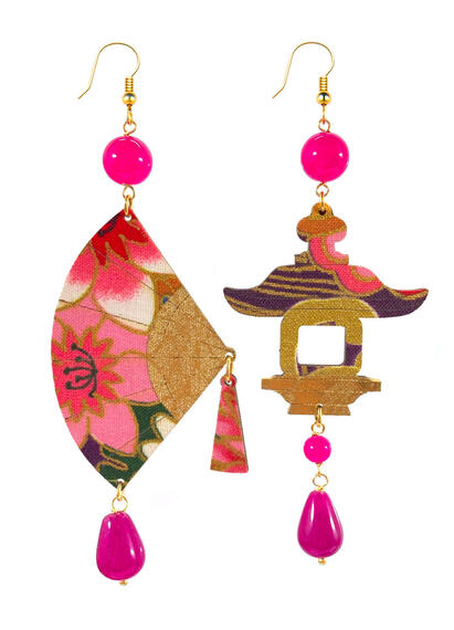 Big Fuchsia Fan Earrings - Lebole Maison