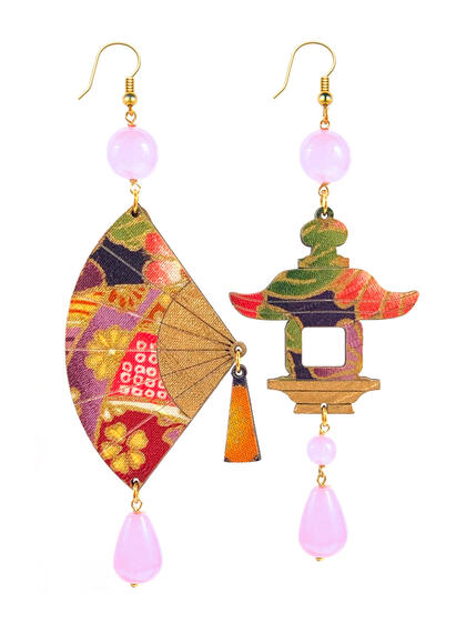 Big Powder Pink Fan Earrings - Lebole Maison