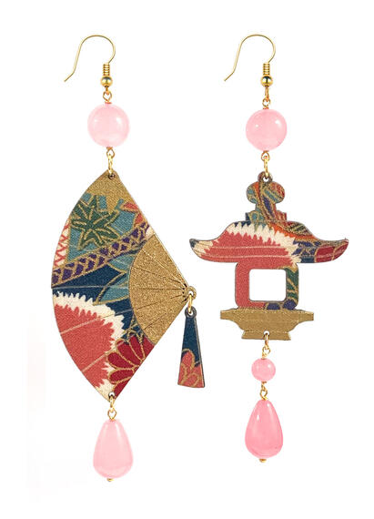 Big Pink Fan Earrings - Lebole Maison