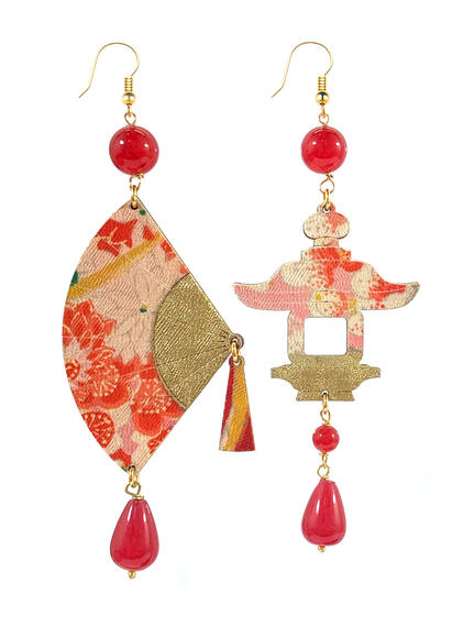 Big Red Fan Earrings - Lebole Maison