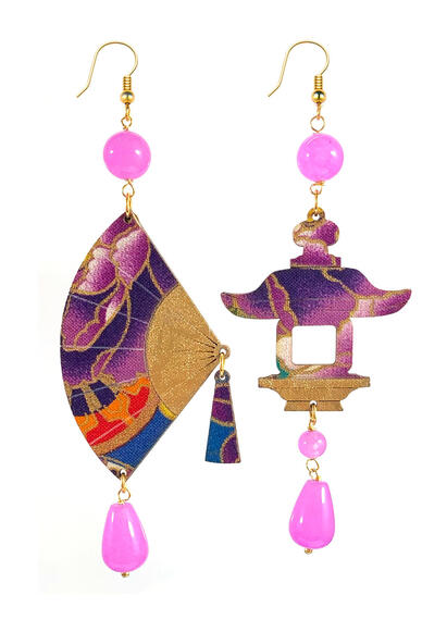Big Light Violet Fan Earrings - Lebole Maison