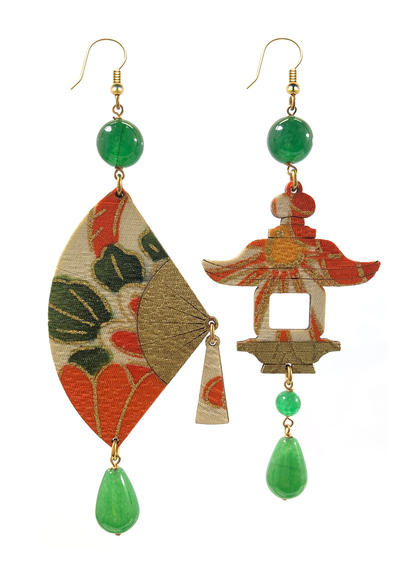 Big Green Fan Earrings - Lebole Maison