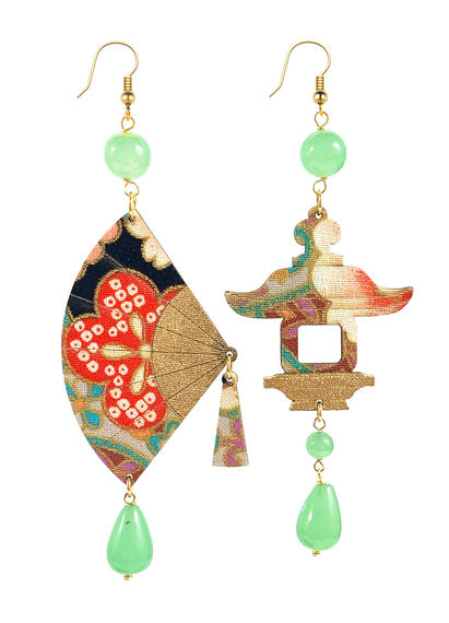 Big Jade Green Fan Earrings - Lebole Maison