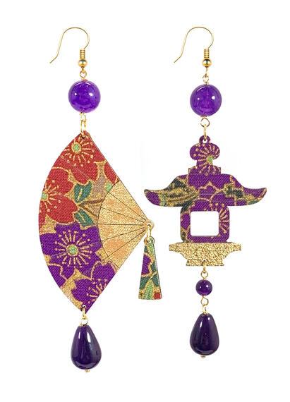 Big Purple Fan Earrings - Lebole Maison