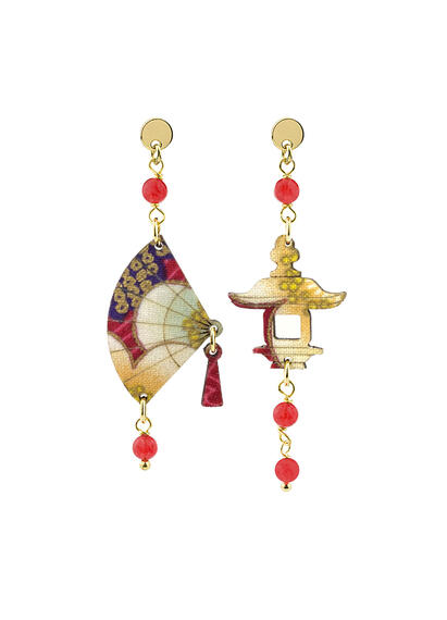Mini Red Fan Earrings - Lebole Maison