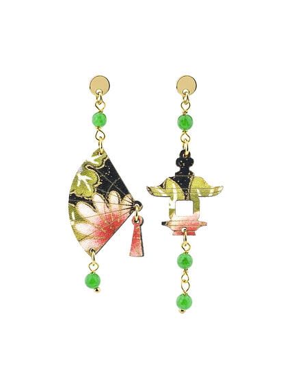 Mini Green Fan Earrings - Lebole Maison