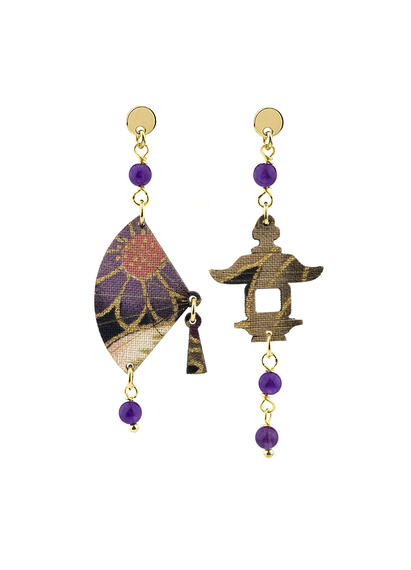 Mini Purple Fan Earrings - Lebole Maison