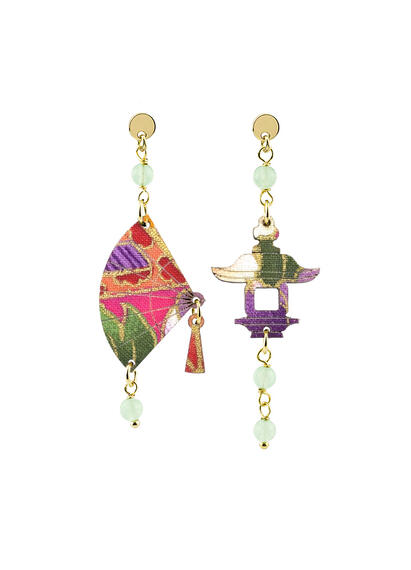 Mini Jade Green Fan Earrings - Lebole Maison