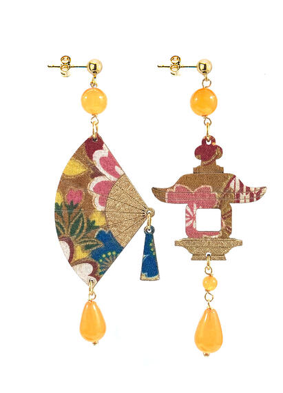 Small Orange Fan Earrings - Lebole Maison