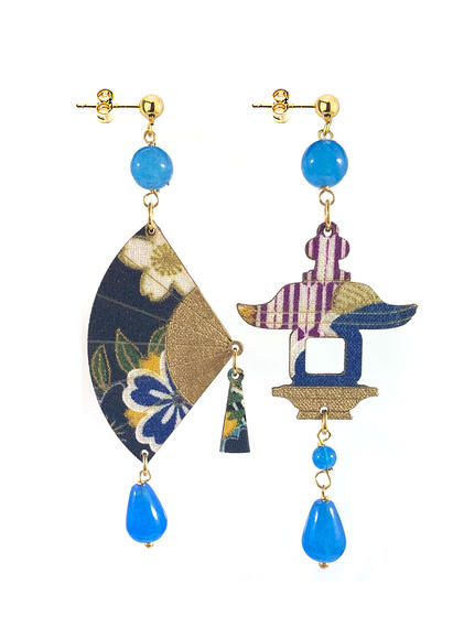 Small Light Blue Fan Earrings - Lebole Maison