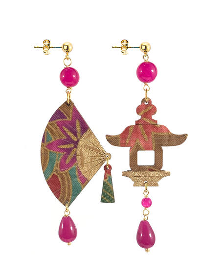 Small Fuchsia Fan Earrings - Lebole Maison