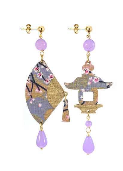 Small Lilac Fan Earrings - Lebole Maison