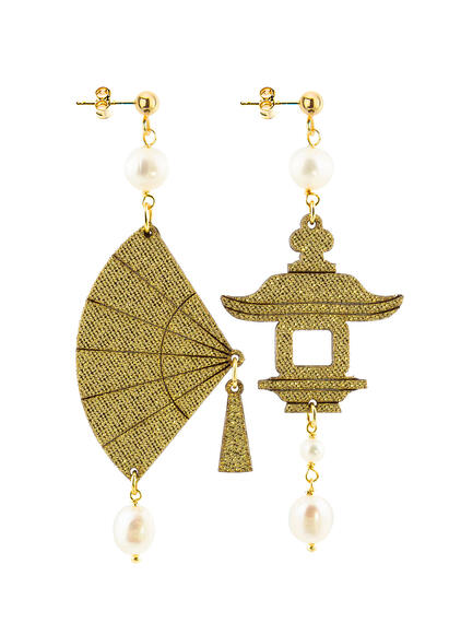 Pearl Gold Small Fan Earrings - Lebole Maison