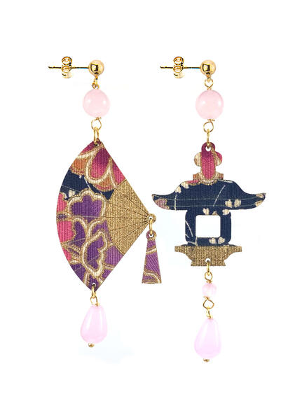 Small Powder Pink Fan Earrings - Lebole Maison
