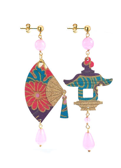Small Fluo Pink Fan Earrings - Lebole Maison