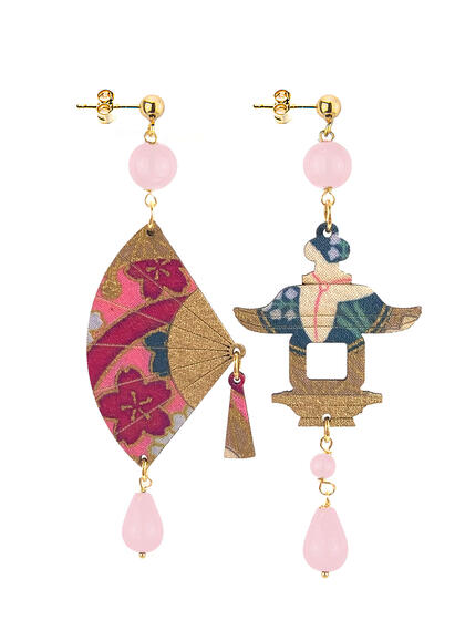 Small Pink Fan Earrings - Lebole Maison