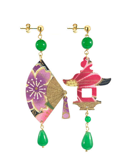 Small Green Fan Earrings - Lebole Maison
