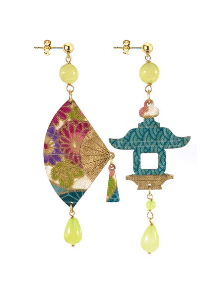 Small Lawn Green Fan Earrings - Lebole Maison
