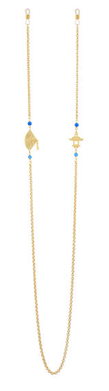 Catena Per Occhiali Ventaglio Ottone Azzurro - Lebole Maison