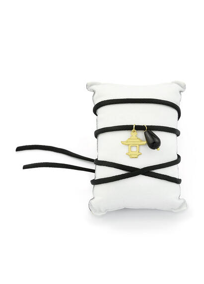 Bracciale Tessuto Pagoda Nero - Lebole Maison