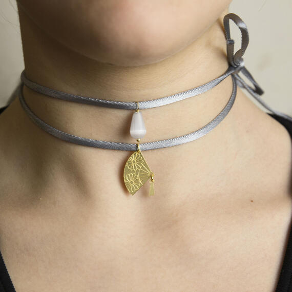 Collana Tessuto Ventaglio Grigio - Lebole Maison